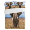 3 Pieces Full Bedding Duvet Covers Set African Elephant and Butterfly Ears Soft Quilt Cover and Pillow Shams,Lightweight Comforter Cover Sets for Bedroom Decor Wildlife Animal Nature Field Blue Sky view 3