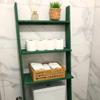 GENESIS WOODESIGN Over The Toilet Birch Wood Bathroom Organizer Shelves, 3-Tier Freestanding Above Toilet Storage Ladder Shelf, Standing Space Saver Behind Toilet Small Bathroom Organizer (Verde) view 2