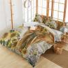 3 Pieces Full Bedding Duvet Covers Set Elephant with Blossom Sunflowers Soft Quilt Cover and Pillow Shams,Lightweight Comforter Cover Sets for Bedroom Decor Spring Floral Animals view 1