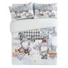 3 Pieces California King Bedding Duvet Covers Set Winter Snowy Santa Gnome Snowman on Car Soft Quilt Cover and Pillow Shams,Lightweight Comforter Cover Sets for Bedroom Decor Xmas Buffalo Check Truck view 3