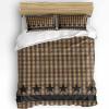 3 Pieces Cali King Bedding Duvet Covers Set Western Star Country Style Buffalo Plaid Soft Quilt Cover and Pillow Shams,Comforter Cover Sets for Bedroom Decor Black Stars Striped on Checker view 1