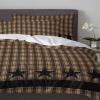 3 Pieces Cali King Bedding Duvet Covers Set Western Star Country Style Buffalo Plaid Soft Quilt Cover and Pillow Shams,Comforter Cover Sets for Bedroom Decor Black Stars Striped on Checker view 4