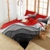 3 Pieces Full Bedding Duvet Covers Set Abstract Red Black Grey Ripple Striped Soft Quilt Cover and Pillow Shams,Lightweight Comforter Cover Sets for Bedroom Decor Modern Art view 1