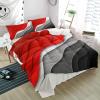 3 Pieces Full Bedding Duvet Covers Set Abstract Red Black Grey Ripple Striped Soft Quilt Cover and Pillow Shams,Lightweight Comforter Cover Sets for Bedroom Decor Modern Art view 4