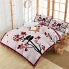 3 Pieces California King Bedding Duvet Covers Set Valentine's Day Black Birds Silhouette Soft Quilt Cover and Pillow Shams,Lightweight Comforter Cover Sets for Bedroom Decor Love Hearts Tree Branch view 1