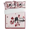 3 Pieces California King Bedding Duvet Covers Set Valentine's Day Black Birds Silhouette Soft Quilt Cover and Pillow Shams,Lightweight Comforter Cover Sets for Bedroom Decor Love Hearts Tree Branch view 3