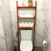 GENESIS WOODESIGN Over The Toilet Birch Wood Bathroom Organizer Shelves, 3-Tier Freestanding Above Toilet Storage Ladder Shelf, Standing Space Saver Behind Toilet Small Bathroom Organizer (Chestnut) view 2