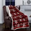 Chucoco Sherpa Throw Blanket Christmas Snowflake on Buffalo Check Flannel Fleece Soft Cozy Warm Throws Luxury Microfiber Blankets Plush Quilt Bedspread for Bed Couch Sofa Red Black view 2