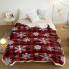 Chucoco Sherpa Throw Blanket Christmas Snowflake on Buffalo Check Flannel Fleece Soft Cozy Warm Throws Luxury Microfiber Blankets Plush Quilt Bedspread for Bed Couch Sofa Red Black view 3