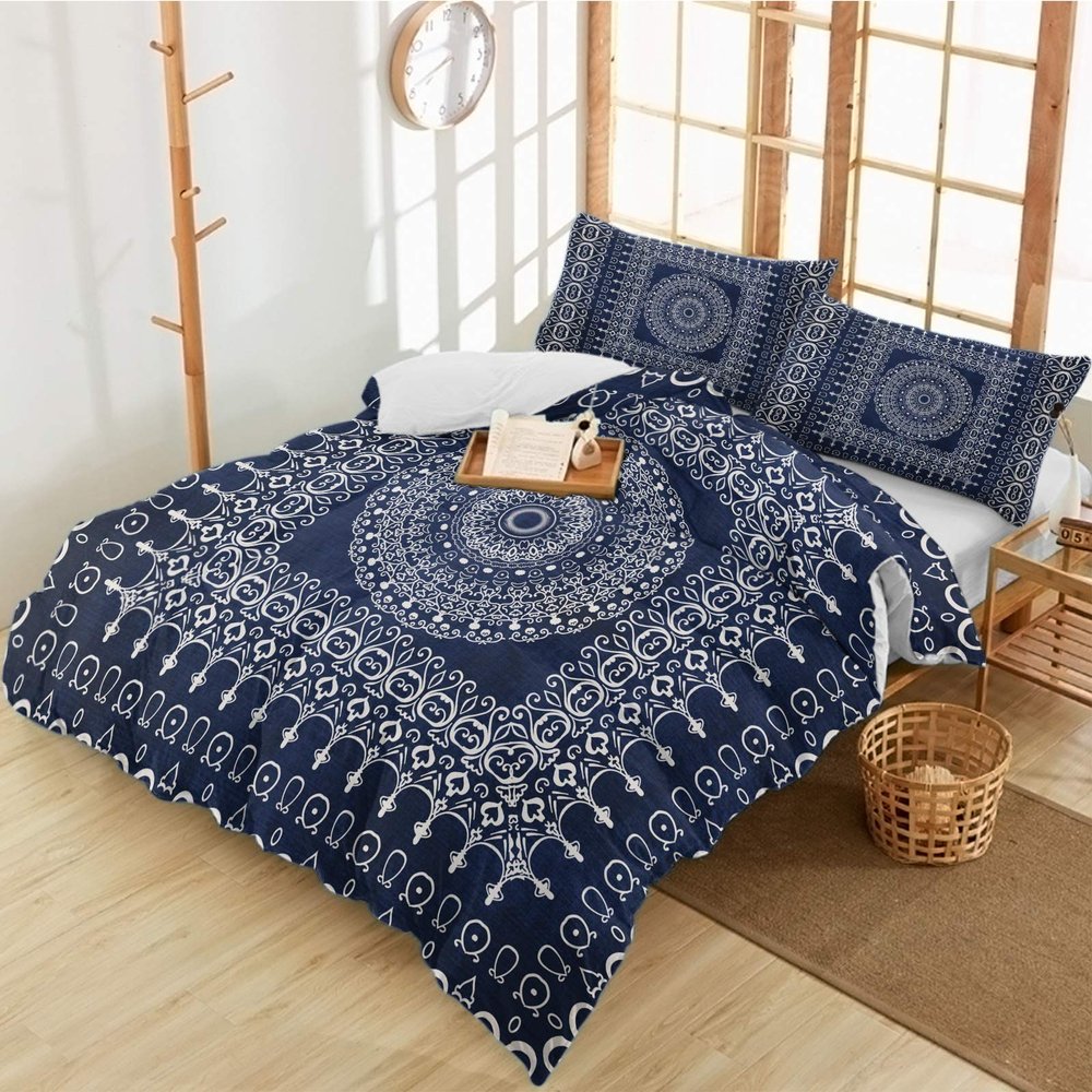 3 Pieces California King Bedding Duvet Covers Set Bohemian Mandala Soft Quilt Cover and Pillow Shams,Lightweight Comforter Cover Sets for Bedroom Decor Abstract Boho Flower Texture