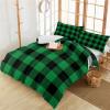 3 Pieces California King Bedding Duvet Covers Set St. Patrick's Day Green Black Classic Plaid Soft Quilt Cover and Pillow Shams,Lightweight Comforter Cover Sets for Bedroom Decor Buffalo Checkered view 1
