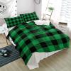 3 Pieces California King Bedding Duvet Covers Set St. Patrick's Day Green Black Classic Plaid Soft Quilt Cover and Pillow Shams,Lightweight Comforter Cover Sets for Bedroom Decor Buffalo Checkered view 4