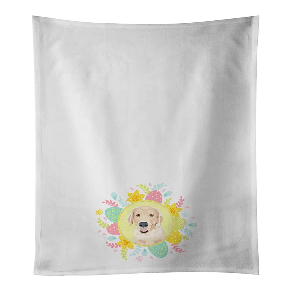 Caroline's Treasures WDK3443WTKT Golden Retriever Fawn #2 Easter White Kitchen Towel Set of 2 Dish Towels Decorative Bathroom Hand Towel for Hand, Face, Hair, Yoga, Tea, Dishcloth, 19 X 25, White