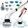 Electric Spin Scrubber, Cordless Bath Tub Power Scrubber with 8 Replaceable Drill Brush Heads, Shower Cleaning Brush with Adjustable Handle for Bathroom, Tile Floor & Car, White, (ANS-8050) view 1