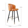 27.5" Heigh Modern Faux Leather Upholstered Dining Chairs Bar Stools Set of 2 with Curved Backrest Black Metal Legs Gold Footrest, Counter Height Bar Stool for Home Club Restaurant ( Color : Orange ) view 3