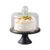 Afternoon Tea Stand, Round Dessert Display Tray with Base and Glass Right Angle Lid, Multifunction Food Tray Ceramic Serving Plate(Size:20.3cm) view 1