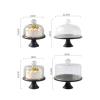 Afternoon Tea Stand, Round Dessert Display Tray with Base and Glass Right Angle Lid, Multifunction Food Tray Ceramic Serving Plate(Size:20.3cm) view 2