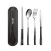 iNKULEER Travel cutlery set, 18/8 stainless steel cutlery, Reusable utensils set with case, Portable Silverware Lunch Box for Camping and Office view 1