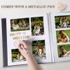 Aenbuslm Photo Album Self Adhesive Pages for 4x6 5x7 8x10 Pictures Scrapbook Magnetic Photo Albums with Sticky Pages Books with A Metallic Pen for Baby Wedding Family 11x10.6 Black 60 Pages view 4