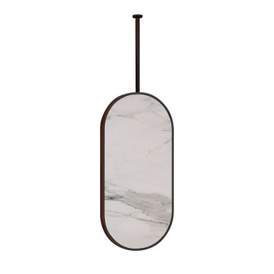 Gaommini Ceiling Mounted Hanging Rod Mirror with Black Metal Frame and Boom, Bathroom Mirrors Vanity Makeup Shaving Mirror, Decorative Mirrors for Wall - Oval (Size : 40cmx60cm)