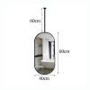 Gaommini Ceiling Mounted Hanging Rod Mirror with Black Metal Frame and Boom, Bathroom Mirrors Vanity Makeup Shaving Mirror, Decorative Mirrors for Wall - Oval (Size : 40cmx60cm) view 2