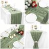 15 Pack Cheesecloth Table Runner 10Ft Romantic Cheese Cloth Table Runner 35 x120Inch Gauze Boho Table Runners for Wedding Birthday Party Bridal Baby Shower Engagement Home Fall Table Decor(Sage Green) view 3