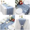 15 Pack Cheesecloth Table Runner 10Ft Cheese Cloth Table Runner 35 x120Inch Romantic Boho Table Runners for Wedding Banquet Birthday Party Engagement Baby Bridal Shower Engagement Decor(Dusty Blue) view 2