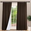 Frelement 100% Blackout Curtains with Thermal Lining Linen Curtain Draperies for Chrismas Decor Thermal Insulated Pinch Pleat Curtains for Bedroom, 100" W x 102" L, 2 Panels, Brown view 1