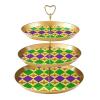 3 Tier Cupcake Stand, Mardi Gras Pattern Tiered Dessert Holder Cake Display Tower Fruit Round Plates for Tea Party Wedding Baby Shower view 1