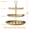 3 Tier Cupcake Stand, Mardi Gras Pattern Tiered Dessert Holder Cake Display Tower Fruit Round Plates for Tea Party Wedding Baby Shower view 3