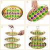 3 Tier Cupcake Stand, Mardi Gras Pattern Tiered Dessert Holder Cake Display Tower Fruit Round Plates for Tea Party Wedding Baby Shower view 4