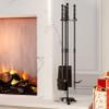 Fire Beauty Fireplace Tools Set 4 Pieces Black Wrought Iron Fire Tool Set for Outdoor/Indoor Include Poker, Shovel, Brush and Stand Accessories Set view 2