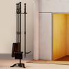Fire Beauty Fireplace Tools Set 4 Pieces Black Wrought Iron Fire Tool Set for Outdoor/Indoor Include Poker, Shovel, Brush and Stand Accessories Set view 3