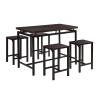 5 Piece Counter Height Dining Room Table Set with Industrial Kitchen Table and 4 Chairs, Breakfas Bar Table Set for Kitchen Dining Small Living Room (Espresso + Pine)(Espresso) view 2