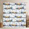 Cartoon Train Curtains & Drapes for Boys Cute Truck Blackout Curtains Car Themed Curtains 104Wx63L Kawaii Steam Engine Living Room Curtains Blue Clouds Print Window Curtains for Kids Bedroom view 1