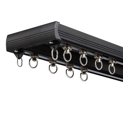 NOIRDA Ceiling Curtain Rail Set with Mute Strip, Double Layer Aluminium Silence Curtain Track, for Space 3.3ft - 16.4ft Wide Window, Easy to Install(Color:Black,Size:3m/9.8ft)