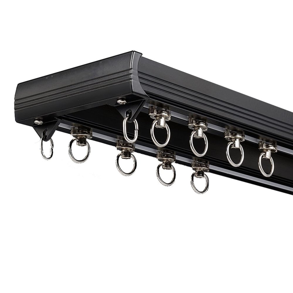 NOIRDA Ceiling Curtain Rail Set with Mute Strip, Double Layer Aluminium Silence Curtain Track, for Space 3.3ft - 16.4ft Wide Window, Easy to Install(Color:Black,Size:3m/9.8ft)