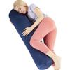 1 MIDDLE ONE Body Pillow for Adults, Bolster Pillow with Removable Velvet Cover, Long Round Cervical Roll Pillow, 47" x 7.87", Blue view 1