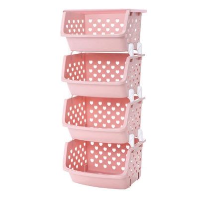 Stackable Fruit Vegetable Storage Cart Daily Necessities Storage Rack Fruit Storage Basket Multi-functional Household Storage Rack Kitchen Food Storage Container Fruit Basket for Kitchen ( Color : 4 f