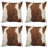 Feelyou Set of 2 Cowhide Throw Pillow Covers, Cow Fur Western Rustic Wildlife Animal Skin Cushion Case for Home Living Room Decor, Reversible White Brown Decorative Throw Cushion Case, 18x18 Inches view 3