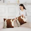 Feelyou Set of 2 Cowhide Throw Pillow Covers, Cow Fur Western Rustic Wildlife Animal Skin Cushion Case for Home Living Room Decor, Reversible White Brown Decorative Throw Cushion Case, 18x18 Inches view 4
