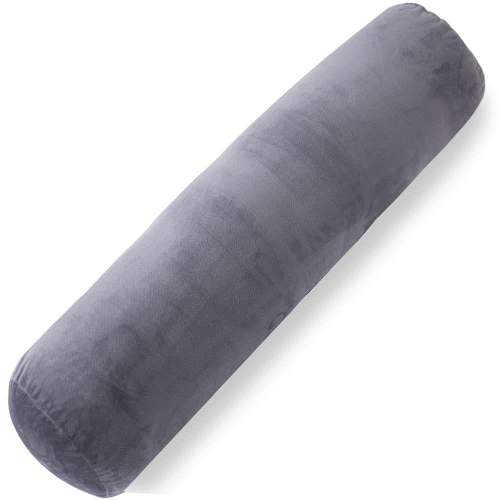 1 MIDDLE ONE Body Pillow for Adults, Bolster Pillow with Removable Velvet Cover, Long Round Cervical Roll Pillow, 35 x 7.87 Inches, Grey