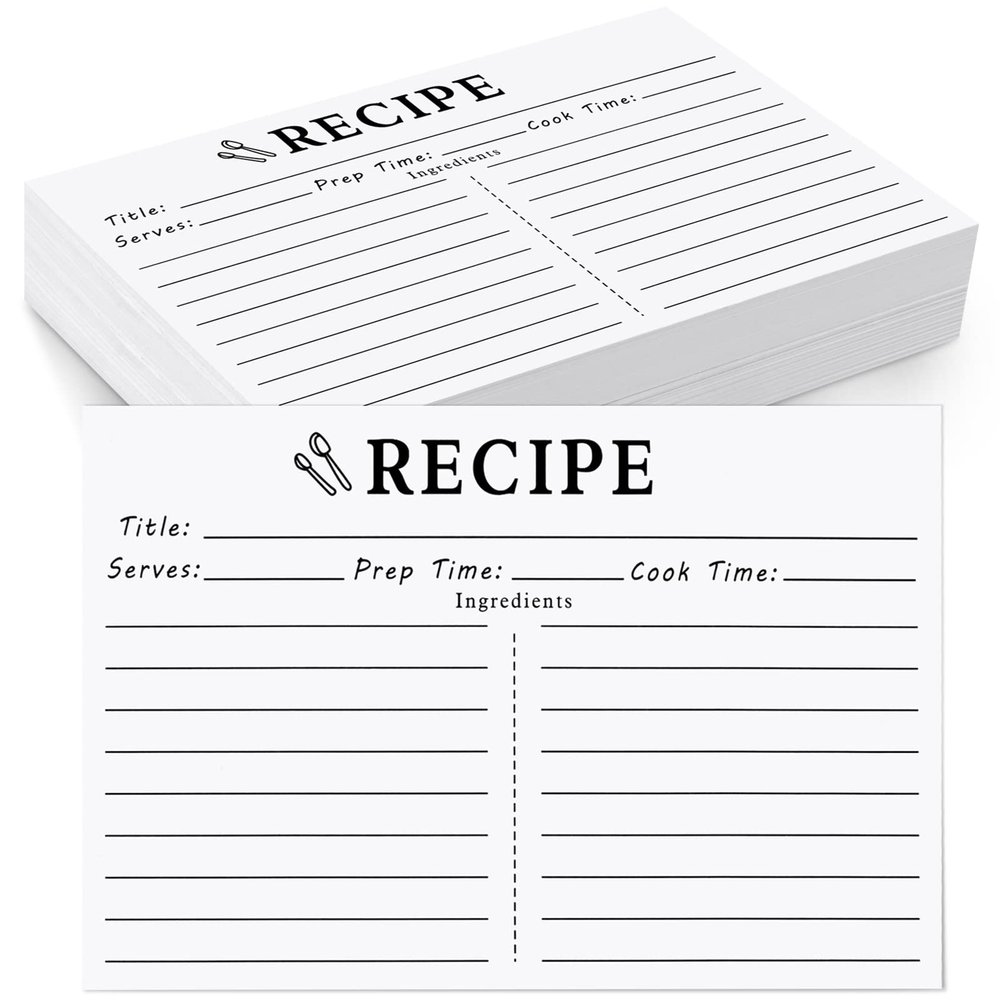 100 Count Recipe Cards, Recipe Cards 3x5 White, 3x5 Recipe Card Double Sided, Blank Recipe Card for Bridal Shower and Wedding