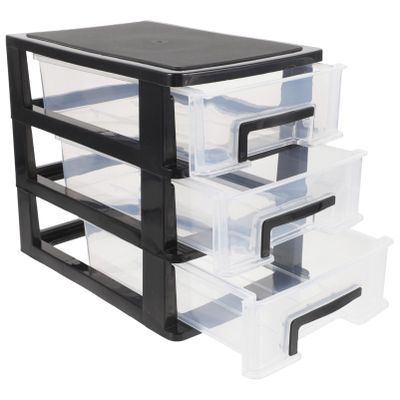 DOITOOL Three- Layer Storage Drawers - Portable Plastic Drawers Organizer - Transparent Kitchen Pantry Storage Cabinet Multifunction Plastic Drawers for Home Office BedroomBlack