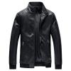 Maiyifu-GJ Men's Stand Collar Leather Bomber Jacket Lightweight Faux Leather Motorcycle Jackets Slim Fit Zip Up Biker Coat (Black,6X-Large) view 1