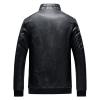 Maiyifu-GJ Men's Stand Collar Leather Bomber Jacket Lightweight Faux Leather Motorcycle Jackets Slim Fit Zip Up Biker Coat (Black,6X-Large) view 2