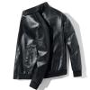 Maiyifu-GJ Men's Stand Collar Leather Bomber Jacket Lightweight Faux Leather Motorcycle Jackets Slim Fit Zip Up Biker Coat (Black,6X-Large) view 4