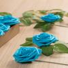 DuHouse 25Pcs Artificial Roses Flowers Fake Roses with Stems Real Touch Foam Flowers for DIY Wedding Bouquet Party Centerpiece Floral Arrangement Party Home Decor(Middle Blue) view 2