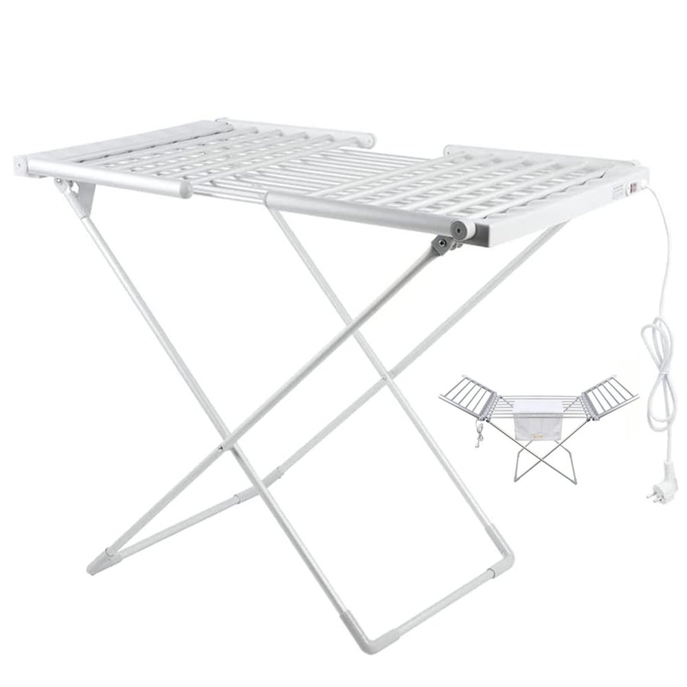 Indoor Portable Clothes Airer, 20 Bars Heated Aluminum Pole, Foldable Heated Clothes Laundry Drying Horse Rack, Electric Clothes Dryer, Standing Home Clothing Drying Machine