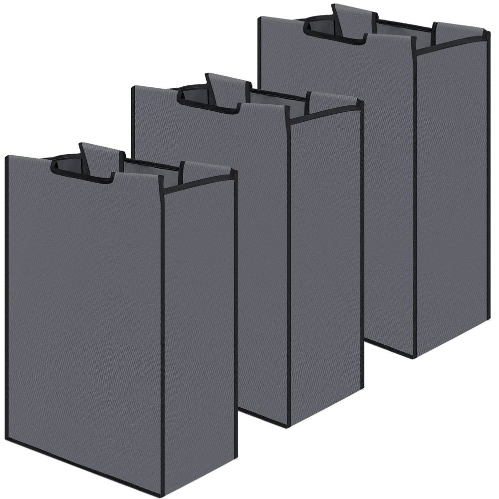 Bonuci 3 Pcs Laundry Sorter Replacement Bags Hamper Cart Removable Replacement Laundry Storage Organizer Bag Hamper Liner, No Hooks 14.76 x 8.66 x 21.65 Inch (Dark Gray)